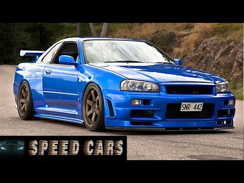 Nissan Skyline R34 GTR Brutal Acceleration Burnout And Exhaust Sound With Flames