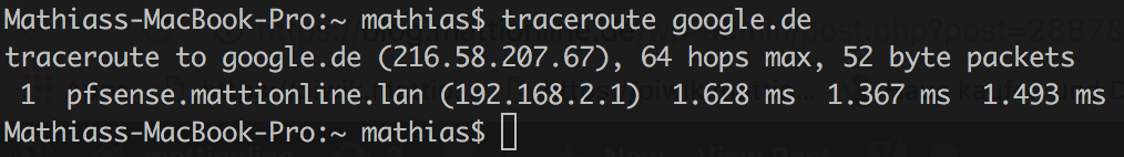 Traceroute is not getting through pfsense