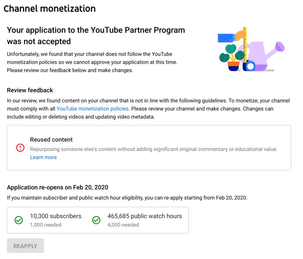 YouTube Reused Content Monetization