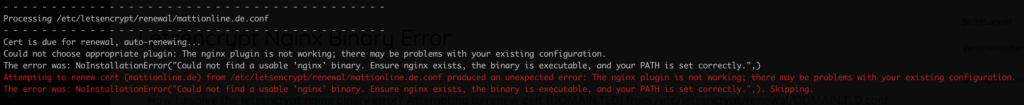Letsencrypt Nginx Binary Error