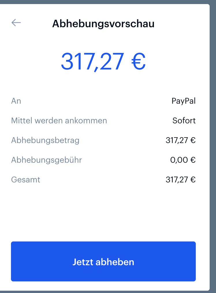 Auszahlung per Paypal